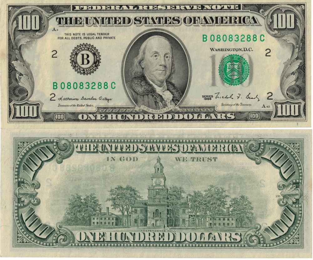 Small head 100 US$ paper bill from 1988 - yay or nay? | Coin Talk