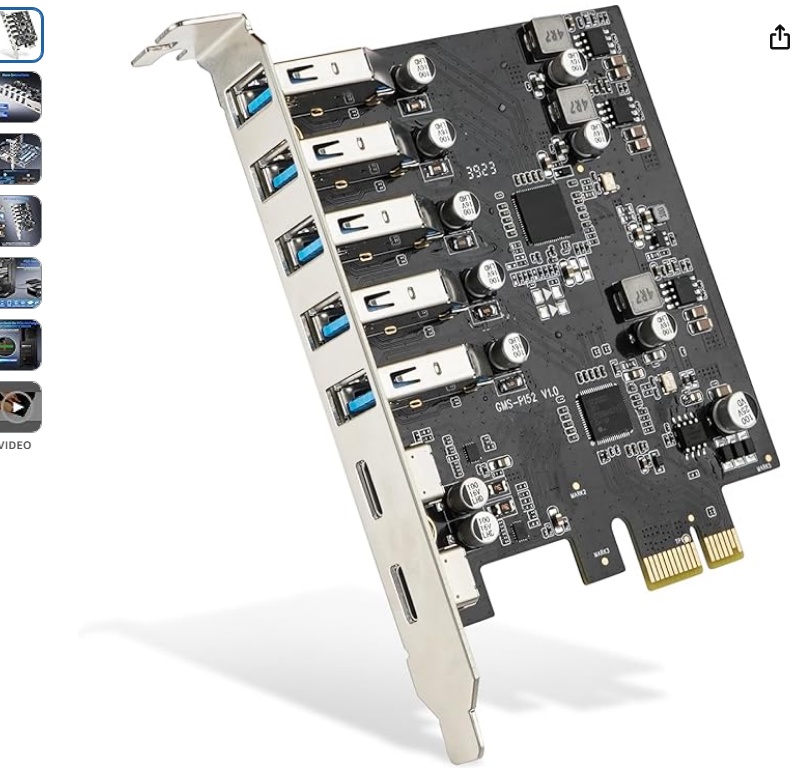 Tarjeta USB PCI-E, tarjeta de expansi&oacute;n JESWO PCI-E a USB 3.0 de 7 puertos (5 USB-A y 2 USB-C), tarj